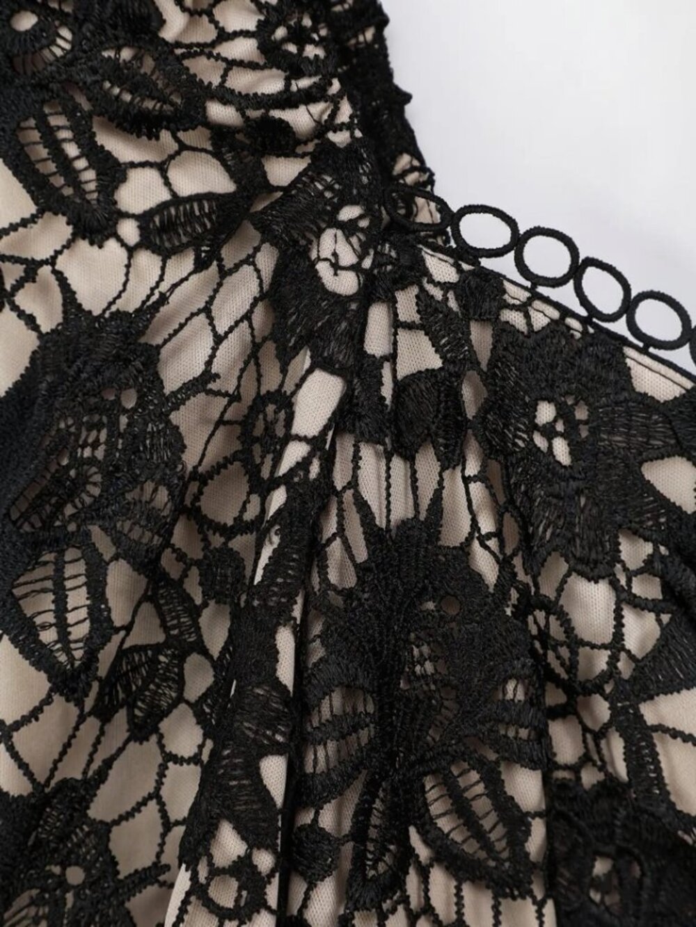 NWT Lulus Let Me Mesmerize You Black Crochet Lace Puff Sleeve Romper (size S) - Picture 7 of 11